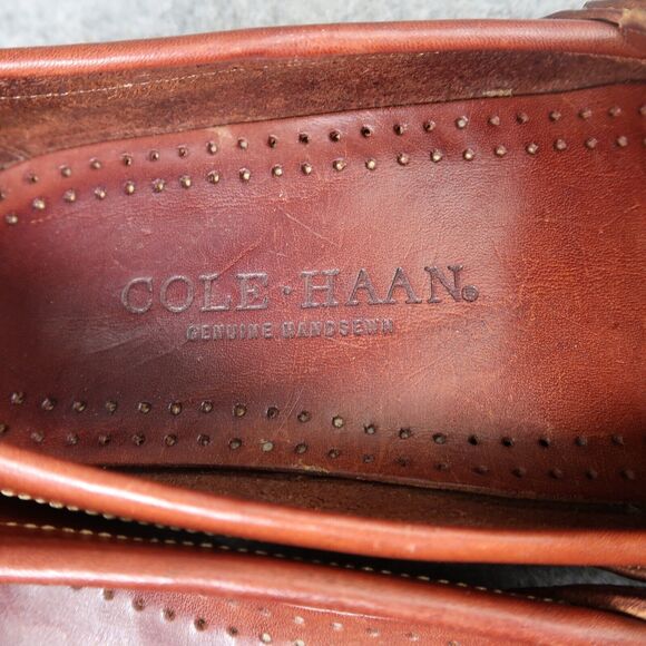 Cole Haan Shoes Mens 8.5 Loafers Leather Buckle Strap Moc Toe Handsewn Slip On - Picture 14 of 16